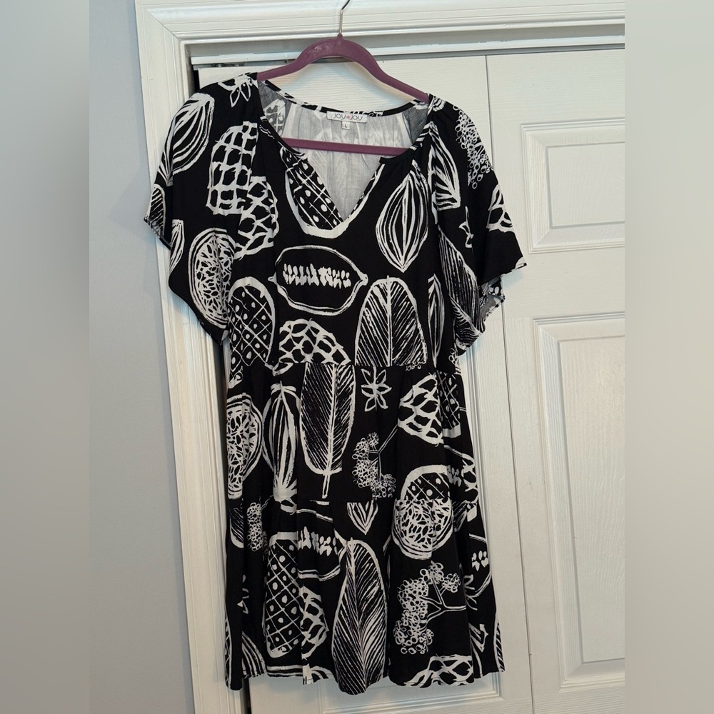 Joy Joy Black and White Graphic Mini Dress